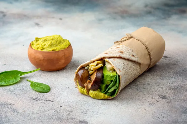 Portobello, Artichoke And Pesto Hummus Wrap