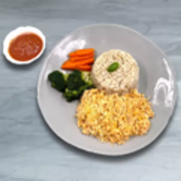 Shredded Chicken With Brown Rice, Broccoli And Carrot 