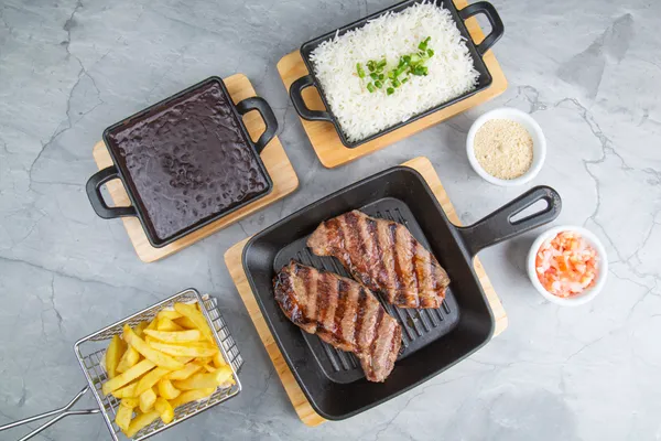 Full Picanha, Rice, Black Beans, Farofa, Vinaigrette And Fries
