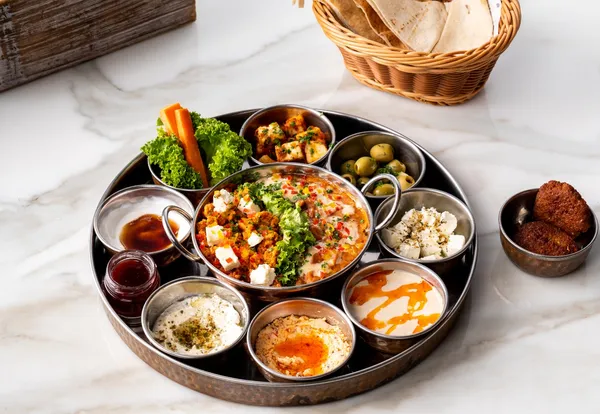 Oriental Breakfast Tray With Falafel & Pickles 